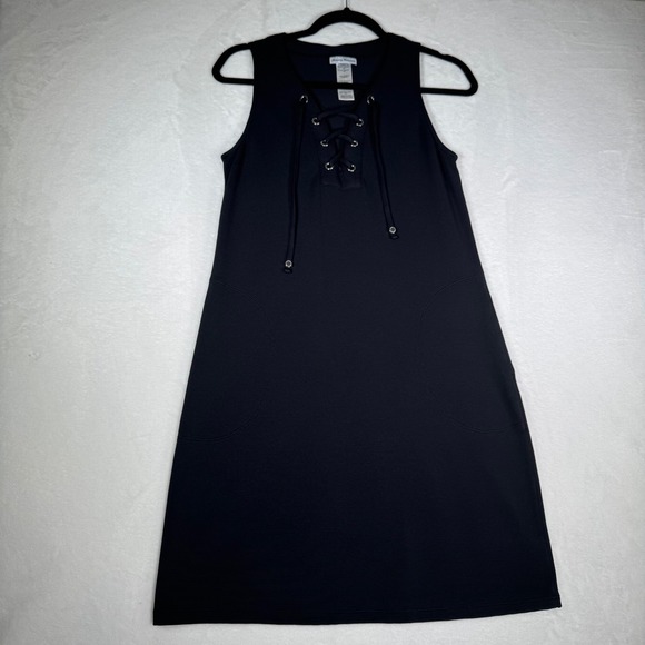 Tommy Bahama Island Cays Pique Lace-Up Coverup Black Mini Dress Size S - Picture 2 of 7